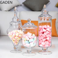 european style storage jar glass decoration candy jar with lid decoration sugar storage box dessert table wedding decoration