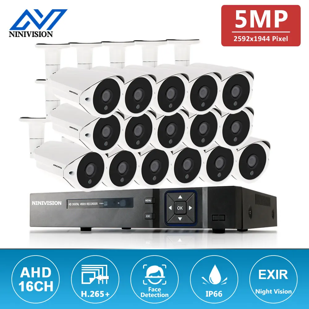 

H.265 AHD 16CH 5MP DVR Home Camera Security System Kit Outdoor Waterproof Video Surveillance CCTV System AHD HDMI Face Record