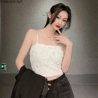 wireless age lace small sling vest women square neck inner wear base slim fit short tube top vest harajuku fashion daily wild
