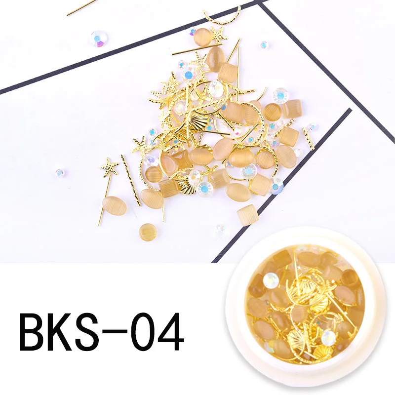 BKS-04 RWTT украшения ногтей золотые наклейки для ногтей Звезда Луна Стразы для ногтей Смешанные 3D Стразы Аксессуары для маникюра - Цвет: BKS-04