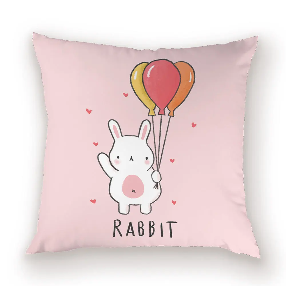 Розовый чехол для подушки с рисунком милого кролика декоративная подушка дивана