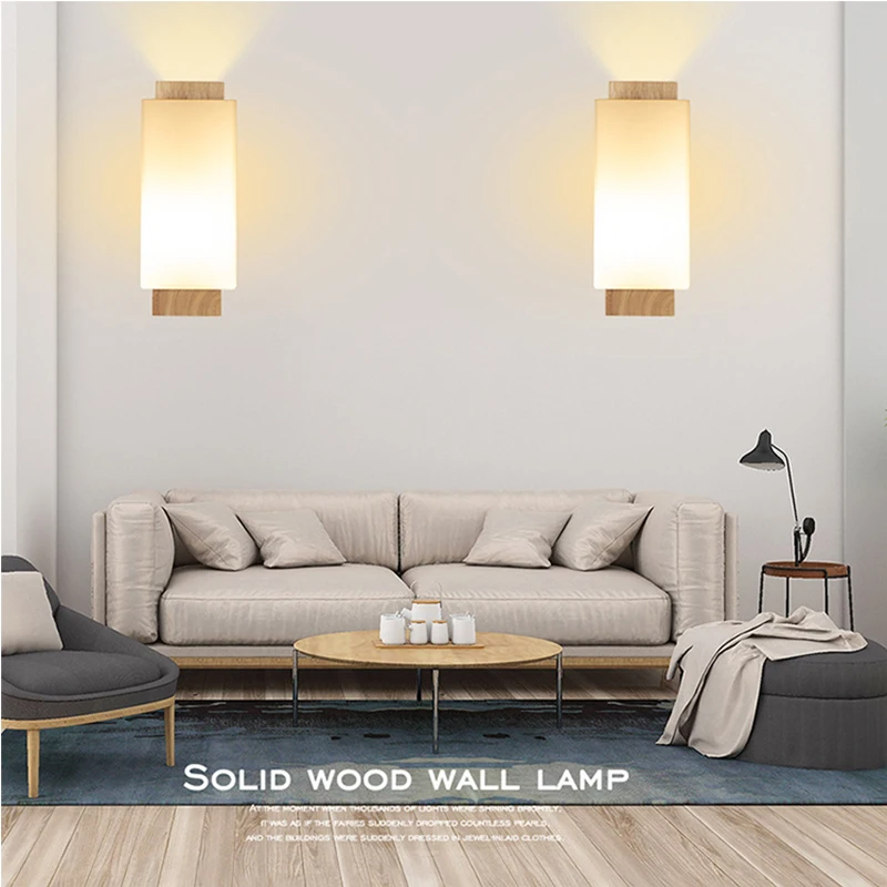 Goedkoop Bed Lichten Home Verlichting Japanse Stijl Wandkandelaar Nordic Houten Moderne Led Wall Trap Licht Kubus Trapverlichting Homhi