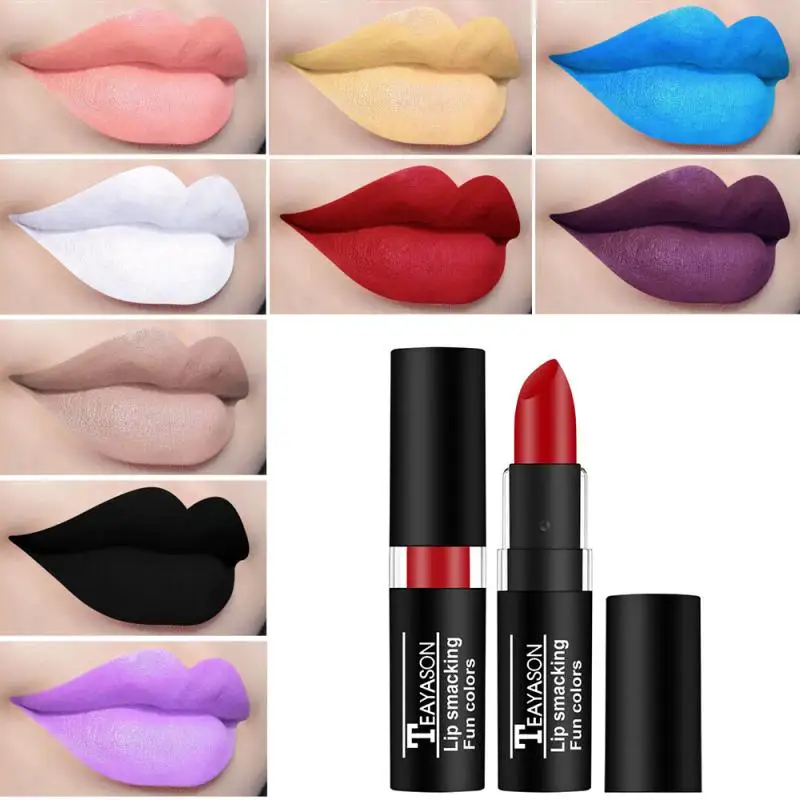 

TEAYASON Matte Lipstick 12 Colors Green Purple Black Lip Stick Matte Beauty Sexy Maquillaje Long Lasting Waterproof Lip Cosmetic