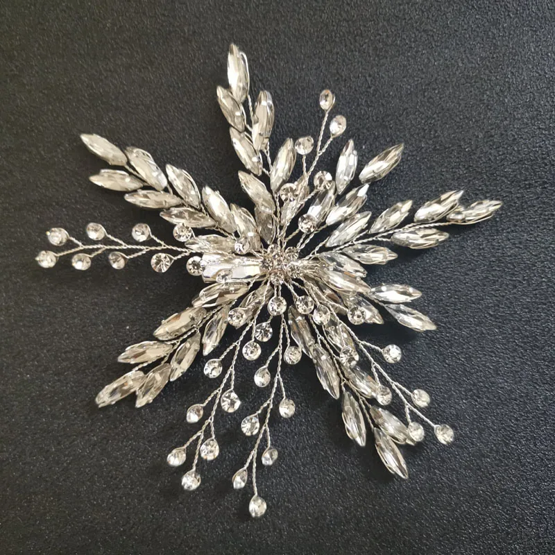 

SLBRIDAL New Arrival Gold Crystal Rhinestones Pearls Flower Leaf Wedding Hair Clip Barrettes Bridal Hair accessories Bridesmaids