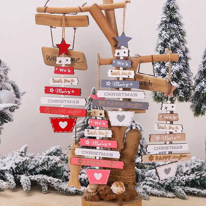 

Christmas Decorations Wooden Pendant Hanging Xmas Tree Home Door Party Ornaments