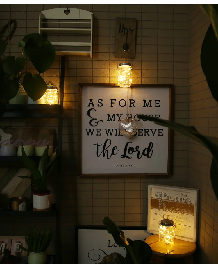 

Solar light LED lantern Mason jar lamp hanging lamp outdoor waterproof garden villa aisle corridor Christmas hanging lamp
