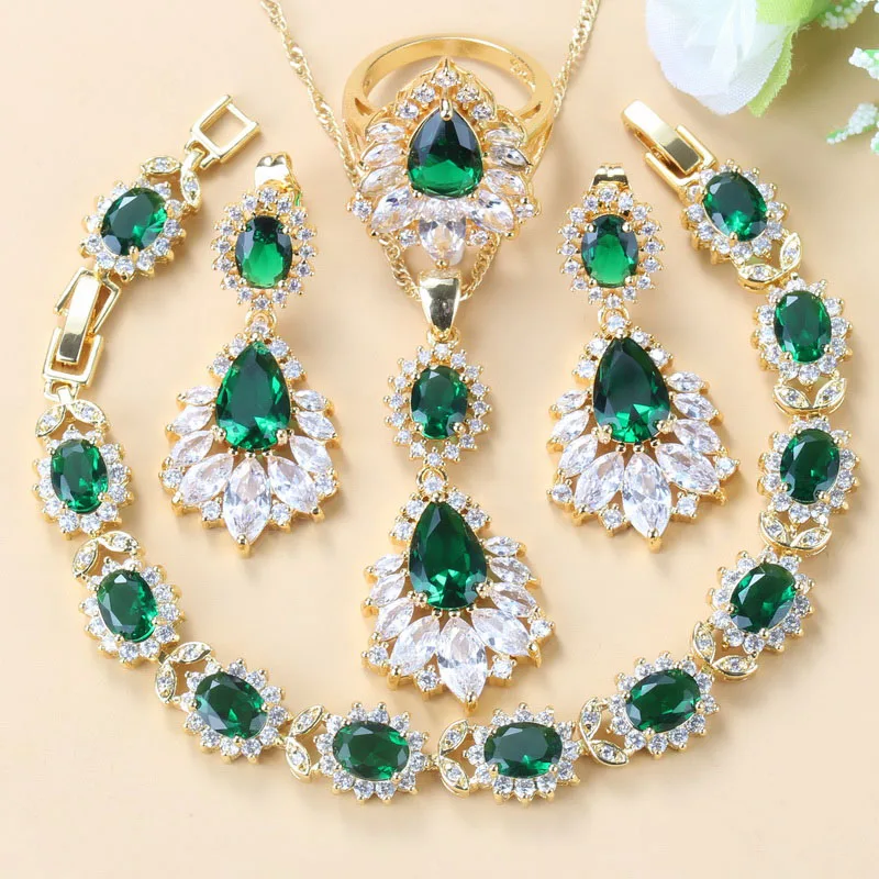 Женский Свадебный комплект из колье и сережек золотого цвета длинные серьги