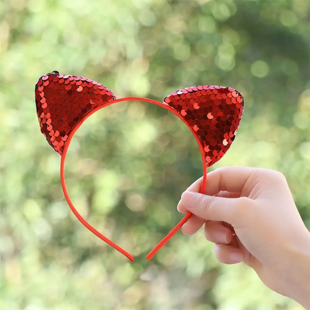 Милые головные повязки с кошачьими ушками блестки искусственная обруч для волос