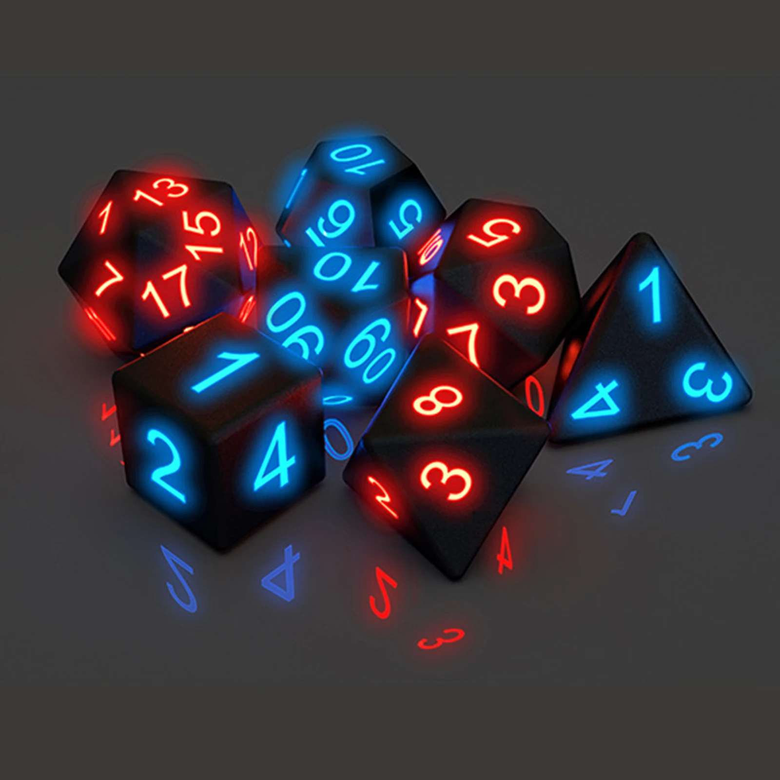 

7x Glow in The Dark Polyhedral Dice Multi-sided Dice Toy Kids Adults Play Fun Family Party Bar Entertainment Toys