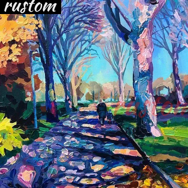 

5d Diy Mosaic Square Round Drill Diamant Of Rhinestone Daimond Embroidery Pictures Rustom Diamond Painting Street view road Tree