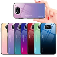 tempered glass phone case for xiaomi poco x3 nfc gradient painted cover for poco m3 f2 pro soft silicone frame case