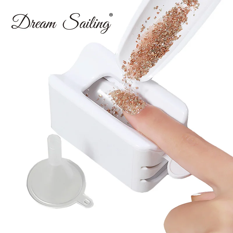 

Portable Nail Art Powder Collection Case Nail Glitter Sequins Recycling Tray Storage Box White DIY Manicure Tool