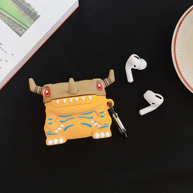 Чехол для наушников AirPods 1 2 pro с зарядным устройством мультяшный чехол Digimon grey mon 3D