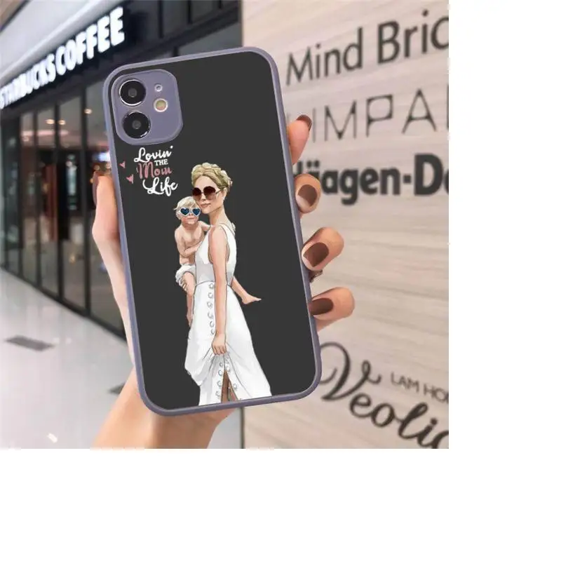 

Family Mom Dad Baby Coque For Fundas Phone Case Matte Transparent for iPhone 7 8 11 12 s mini pro X XS XR MAX Plus cover funda