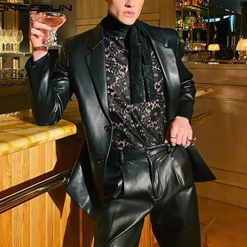 

INCERUN Men Shirt Lace Mesh See Through Lace Up Long Sleeve Streetwear Undershirt Party Nightclub Tops 2021 Sexy Camisas S-5XL