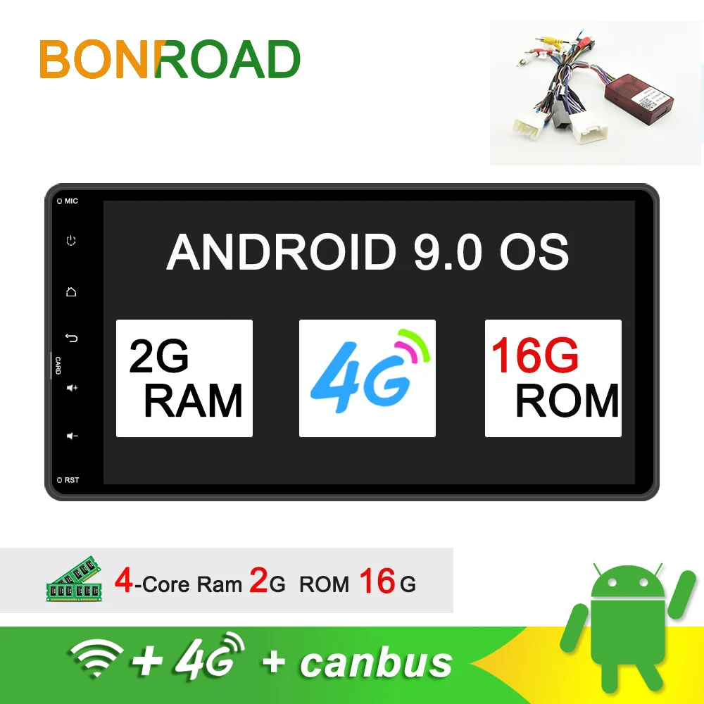 4G With CANBUS Bonroad Android 9,0 Автомобильный мультимедийный плеер для Mitsubishi outlander lancer asx Автомобильный видео gps Навигатор Радио ram 2G rom 16G - Цвет: 4G With CANBUS