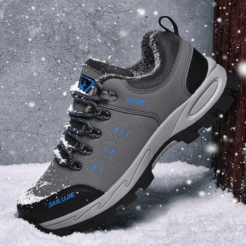 Мужские ботинки; сезон осень-зима; Уличная обувь; качественные кроссовки; Новинка года; Уличная Повседневная обувь; модные мужские туфли ботинки высокого качества - Цвет: winterGray