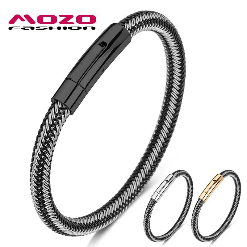 

MOZO FASHION 2021 New Hot Sale Classic Men Charm Bracelets Wire Rope Braided Trendy Women Accessories Jewelry Gifts 614