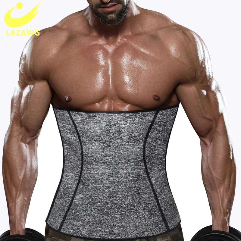 

LAZAWG Mens Waist Trainer Belt Slimming Body Shaper Sauna Sweat Weight Loss Reduce Corsets Burner Workout Stomach Belt