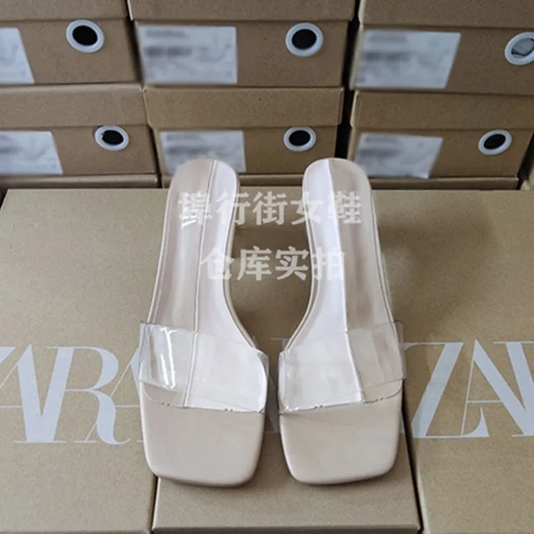 Women's Shoes Muller Shoes Square Piece of Painted Shops Jelly  Shoes Women Heels  Platform Heels  High Heels