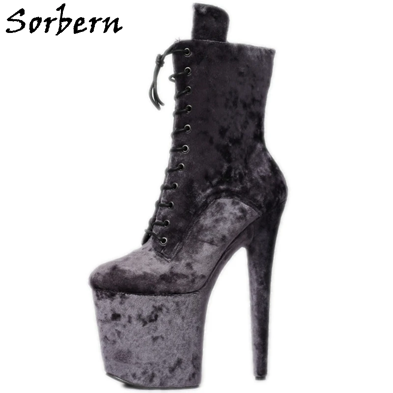 

Женские бархатные ботинки для танца на шесте, 20 см