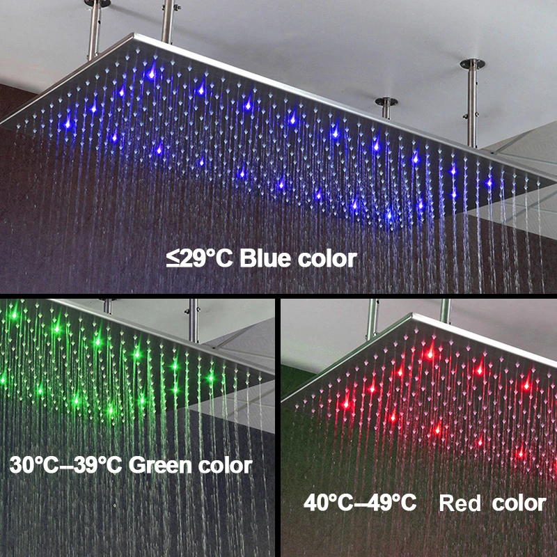 Ванная комната потолок дождь LED душевая головка из нержавеющей стали 400*800 мм