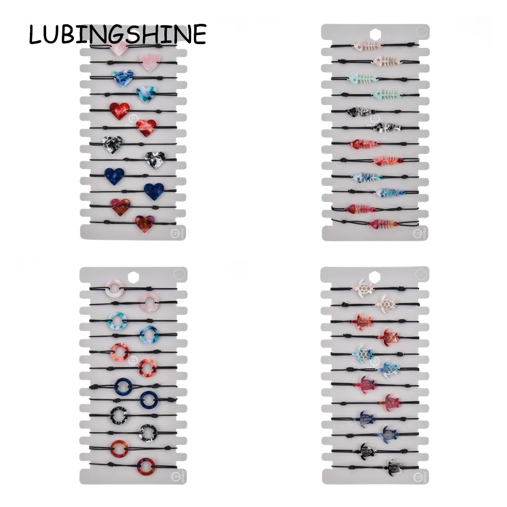 12 шт./компл. женский браслет в стиле бохо из акрила с подвеской виде черепахи и