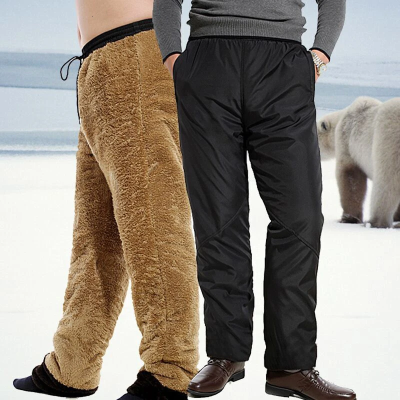 Зимние мужские утепленные флисовые термобрюки большого размера плюс бархатные