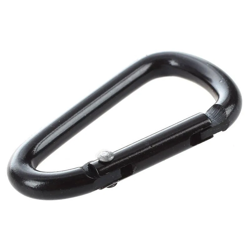

Free Shipping 10 Pcs Black D Shaped Aluminum Alloy Carabiner Hook Keychain Llavero mosquetn escalada Drop Shipping