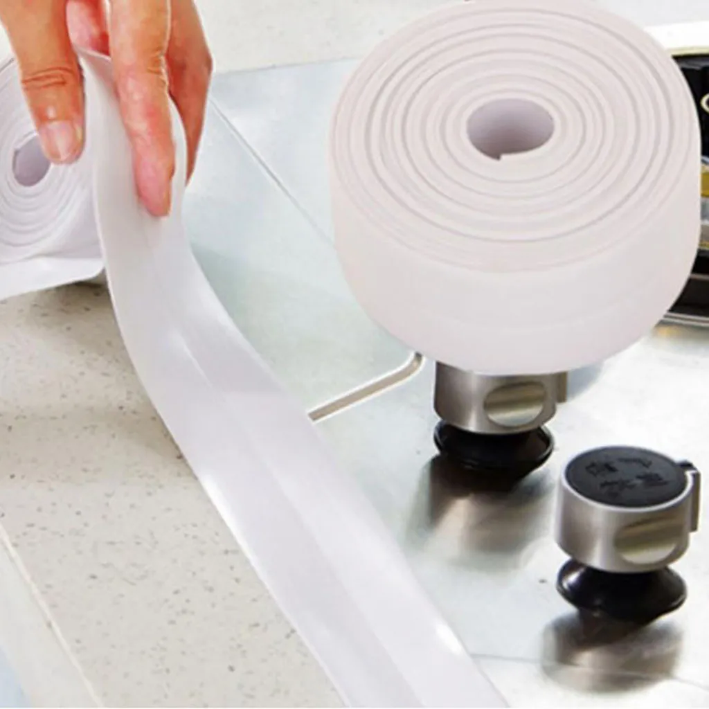 

Waterproof Mold Proof Adhesive Tape Durable Use 1 Roll Pvc Material Kitchen Bathroom Wall Sealing Tape Gadgets