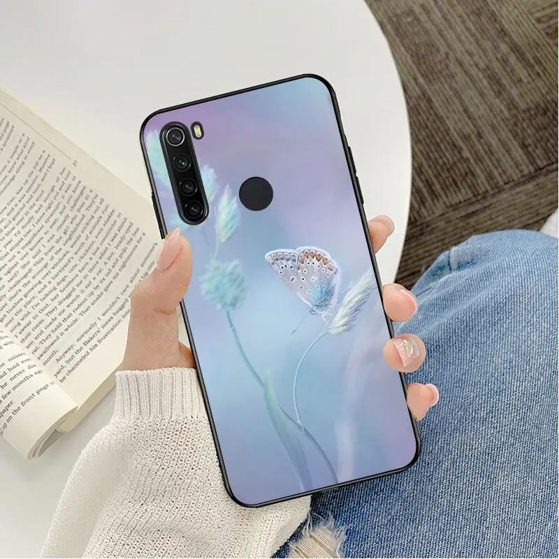 Red butterfly on white roses flower Photo Soft Phone Case For Redmi 5 6 5plus 6Pro 6A S2 4X Redmi 7 7A Cover case Mobile Cover