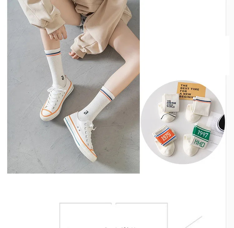 

White Socks Hip Hop Streetwear Striped Woman Calcetines Harajuku Women Skarpetki Meias Meia Calcetas Sock Cool Cotton Skarpety