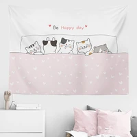 cartoon cat tapestry cute art girly heart dorm room tapestry nordic abstract animal tapiz colgante home products di50gt