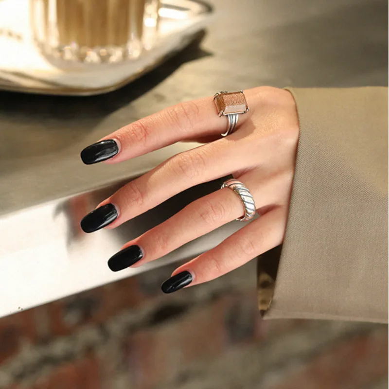 

Geometric Rings Sterling Silver 925 Vintage Minimalist Personalited For Women Twist Designer Adjustable Ring Fine Jewellery Gift