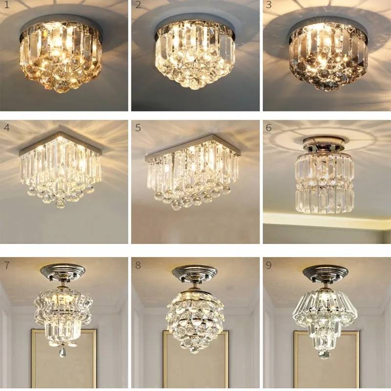 Европейская Хрустальная светодиодная простая потолочная лампа для двери