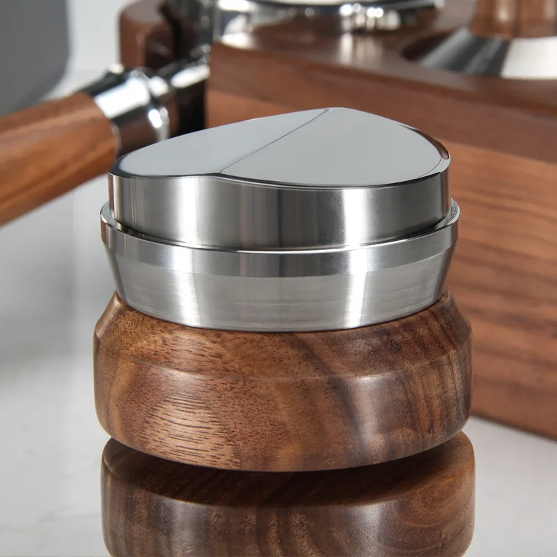 Prensa de caf&eacute; en polvo con mango de nogal, polvo de tela 51/53/58.5mm, martillo de polvo constante, profundidad ajustable, Tampers de mano Espresso-0