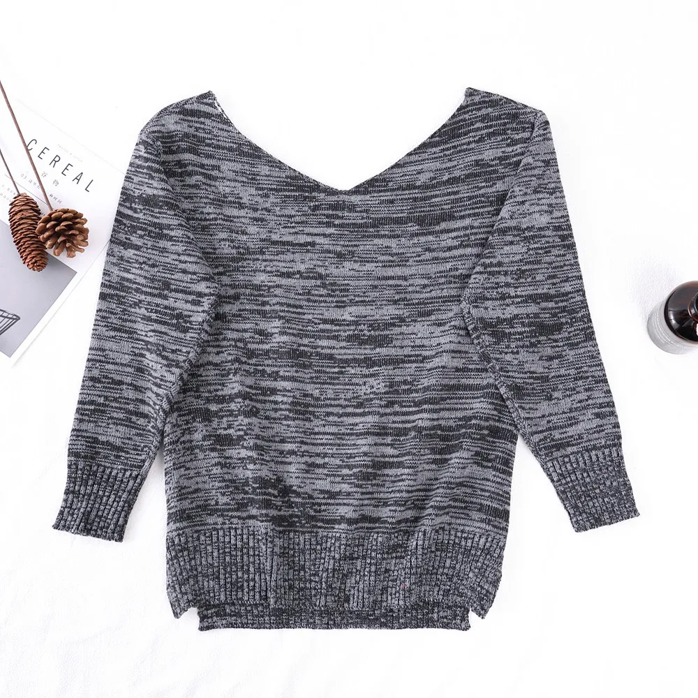 Women Sweater Christmas Long Sleeve V-Neck sexy off shoulder Tree knitting Tops pull femme | Женская одежда