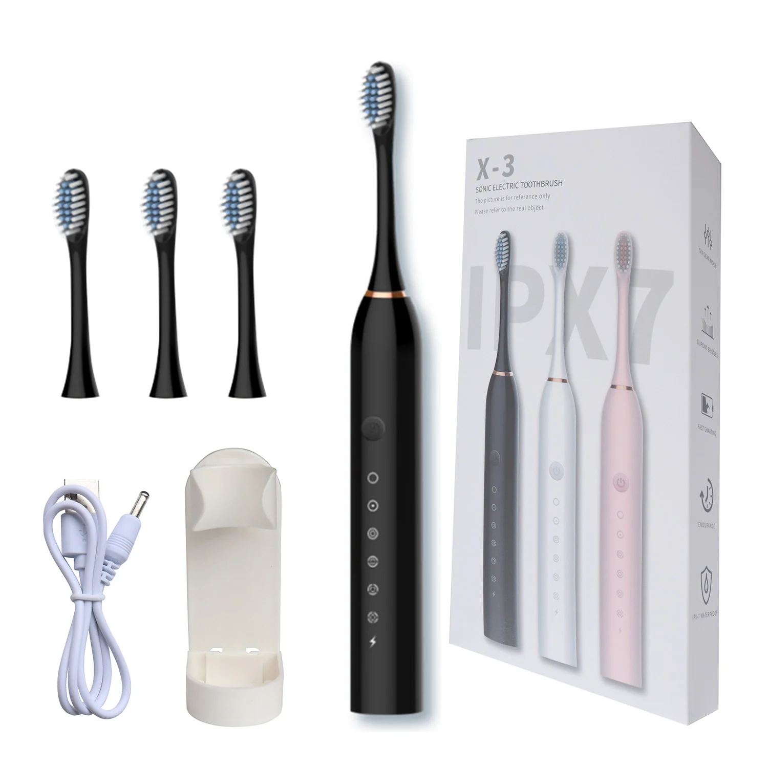 2022 Electric Toothbrush Adult Timer 6 Mode USB Charger Rechargeable Tooth Brushes Replacement Heads Set