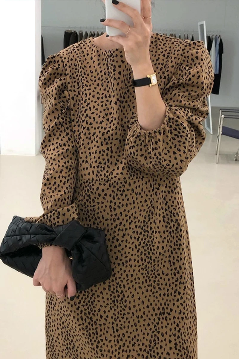 

Wavsiyier Spring 2021 Woman Long Sleeve Elegant Winter Loose A-Line Party Print Floral Dresses Dress Women Vintage Korean Style