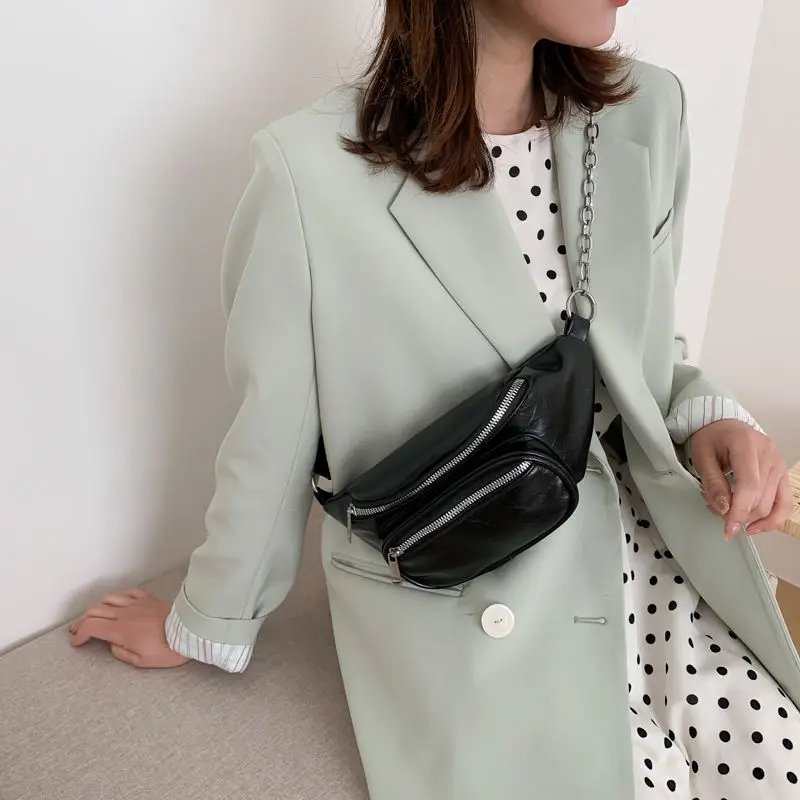 Поясная Сумка через плечо модная кожаная нагрудная сумка на цепочке забавные