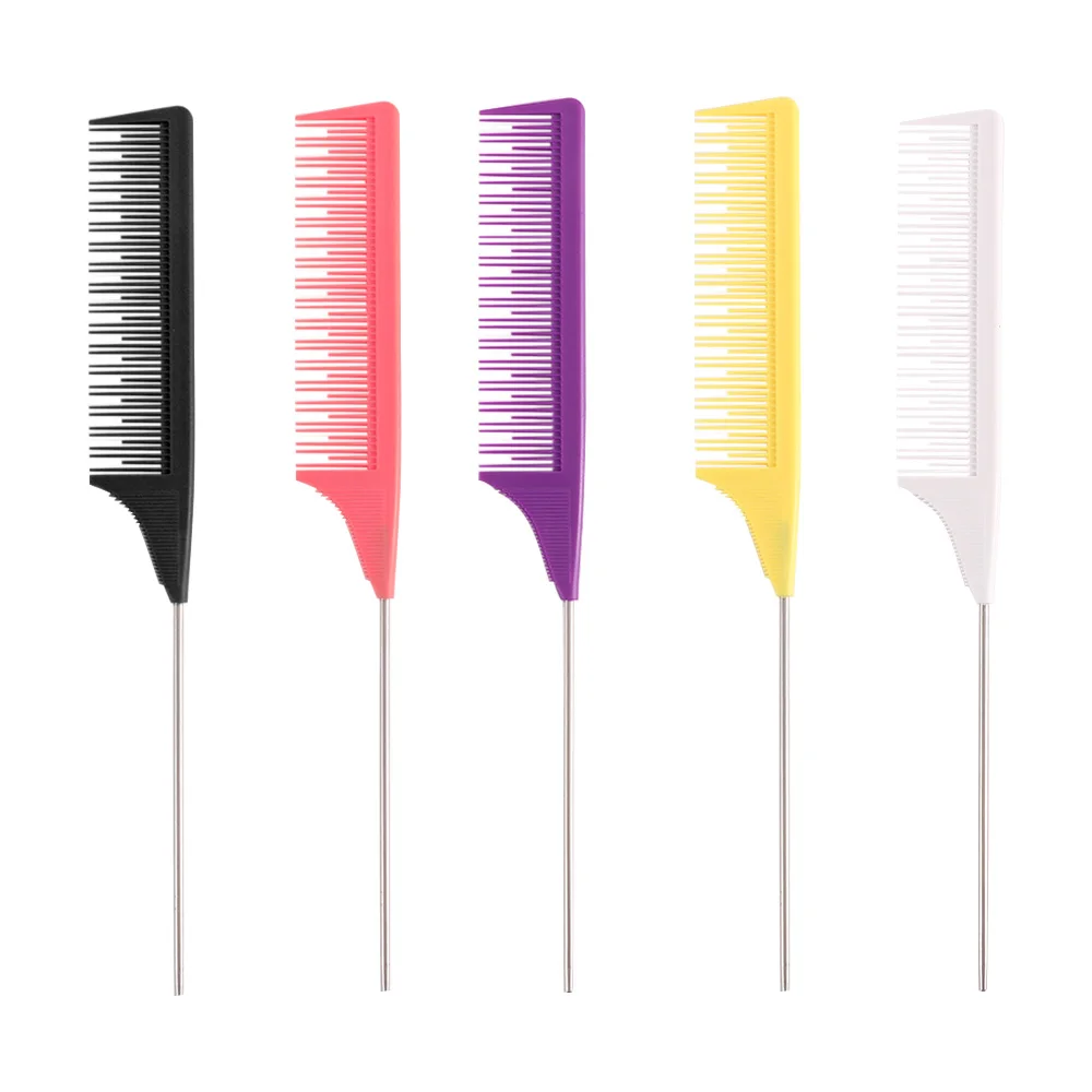 

Профессиональный салон Rat хвост гребень для волос режущая сбор тонкой зуб металлический штырь подсветка тиснения фольгой расческа для воло...