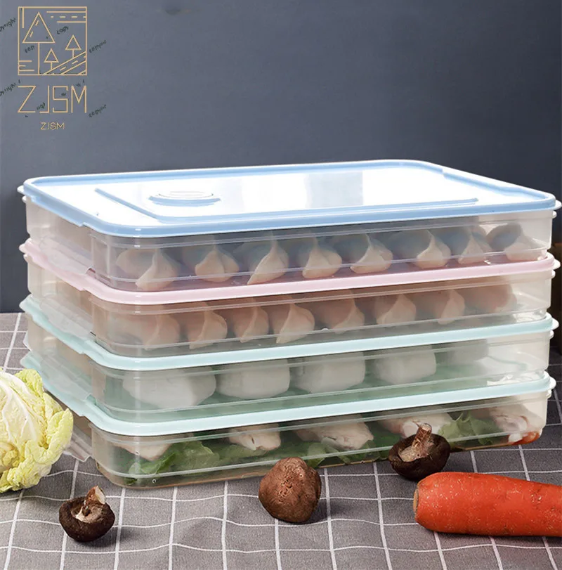 

Refrigerator Food Storage Box Multilayer Stackable Kitchen Organizer Fresh Box with Cover Dumplings Vegetable Holder Microwave