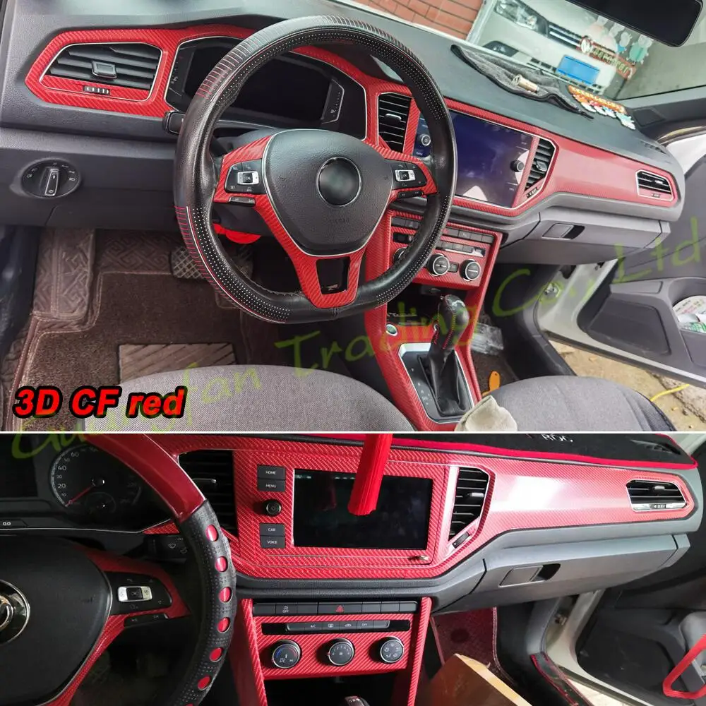 

For VolksWagen VW T-ROC 2018-2020 Car-Styling 3D/5D Carbon Fiber Car Interior Center Console Color Molding Sticker Decals Parts
