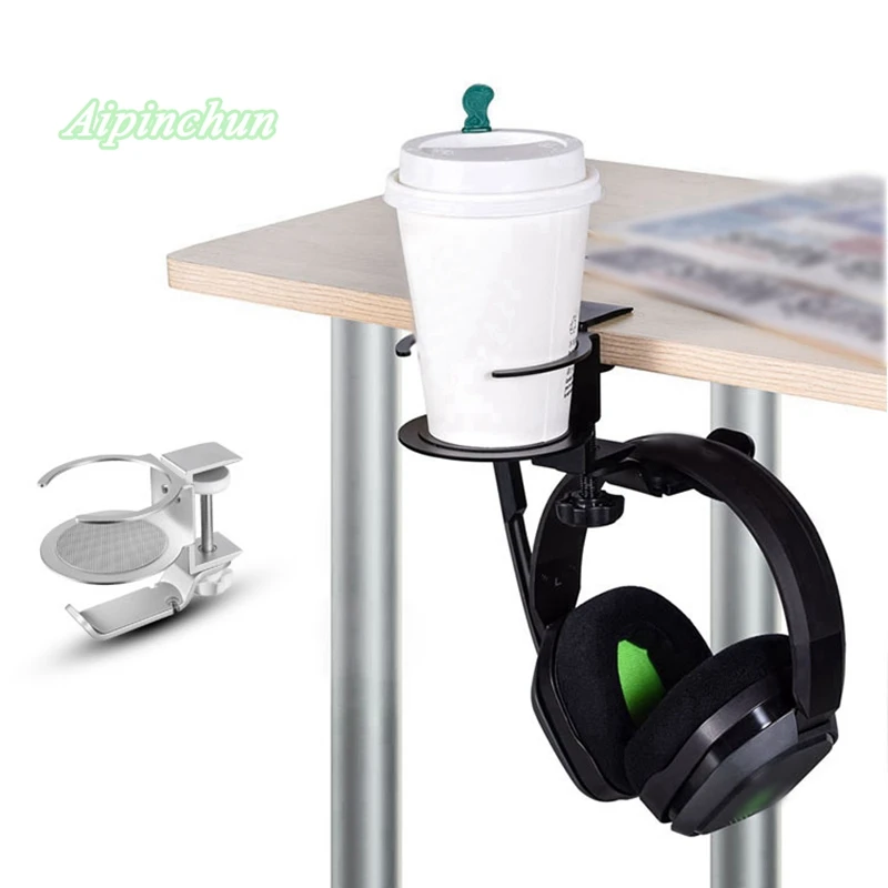 

Aluminium Alloy Headphone Holder Headset Bracket Hanger Metal Wall Clamp Hook Rotatable Earphone Stand Desktop Mount