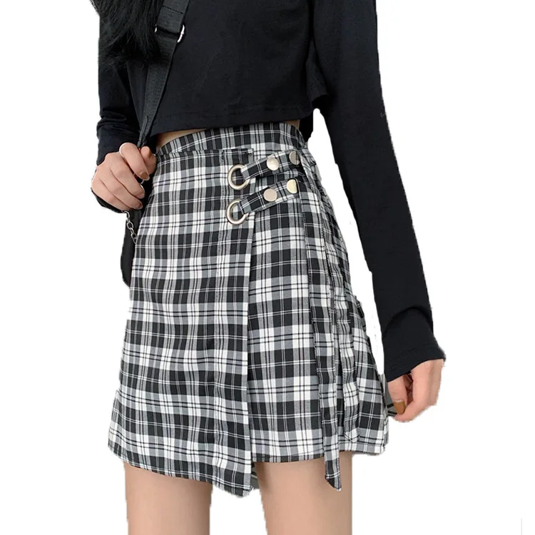 

Womens Korean preppy style girl school plaid Skirt England Style High Waist Skirts womens medieval skirt gothic skirt mini skirt