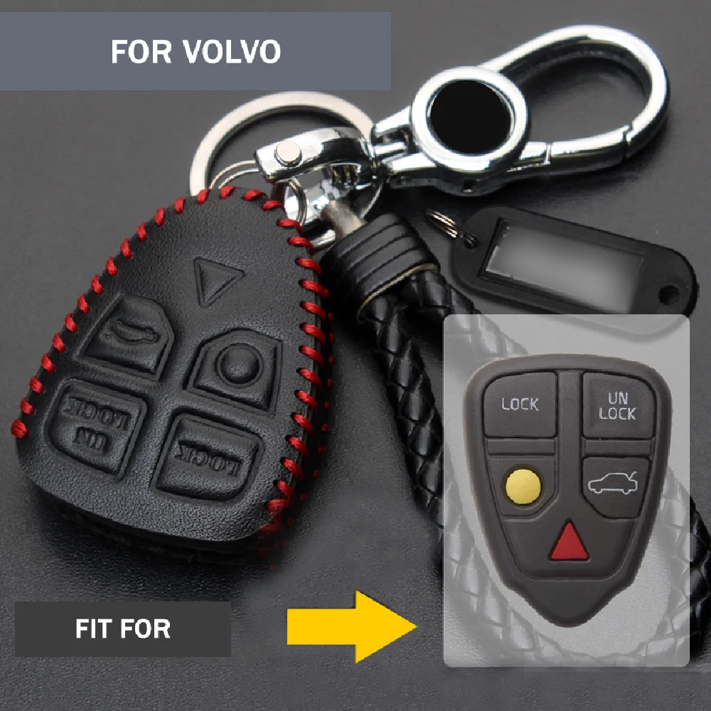 

Genuine Leather Remote Start Car Key Fob Case Cover Shell Skin Auto Accessories Holder For Volvo S80 S40 C70 C90 V60 1998-2006