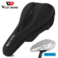 west biking silicone gel bike saddle cover comfort soft mtb road bike seat anti slip shockproof cycling cushion with rain cover