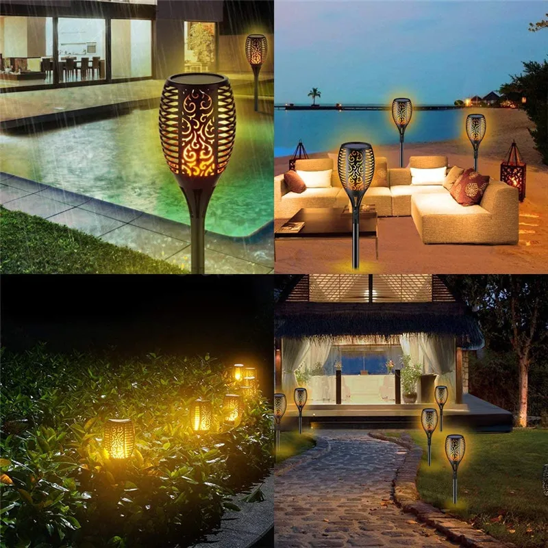 51LED 96LED Solar Flame Torch Light Waterproof Outdoor Solar Lamp Flickering Landscape Lawn Lamp Garden Decoration Path Lighting images - 6