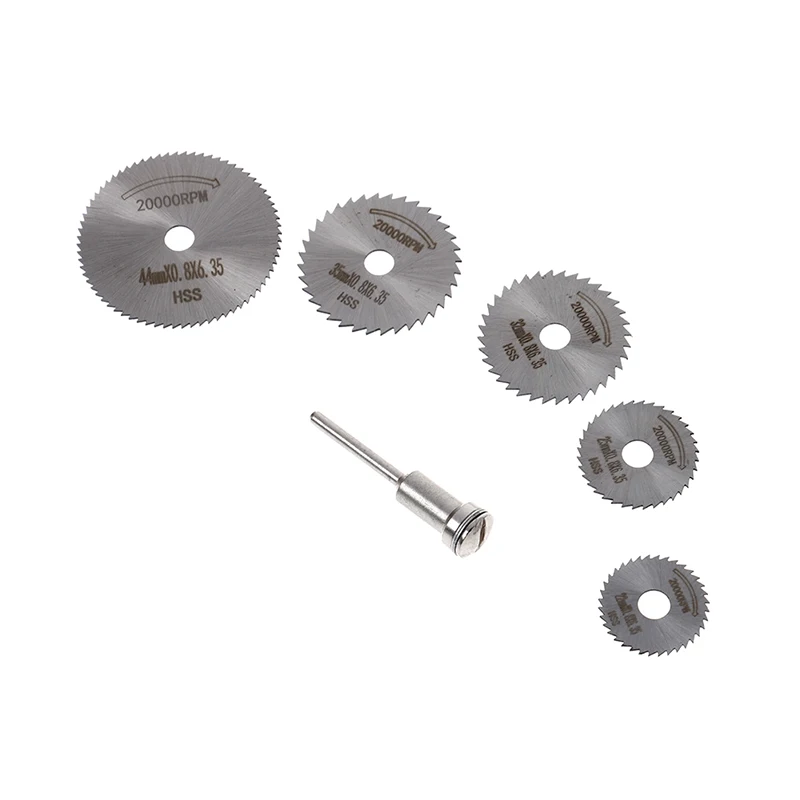 

Practical 6pc Wood Cutting Saw High Speed Steel HSS Carving Tool Saw Blade Circular Rotary Blade Wheel Discs Mandrel For Tools