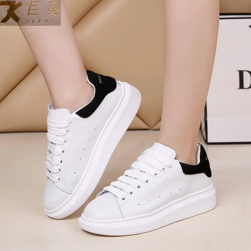 Обувь из натуральной кожи для мужчин и женщин. Кроссовки с толстой подошвой